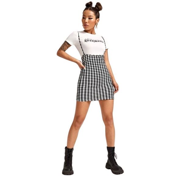 Gingham, Body Con, Mini Skirt Jumper - Picture 10 of 13